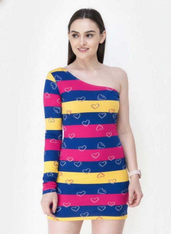 Women One Shoulder Bodycon Mini Dress