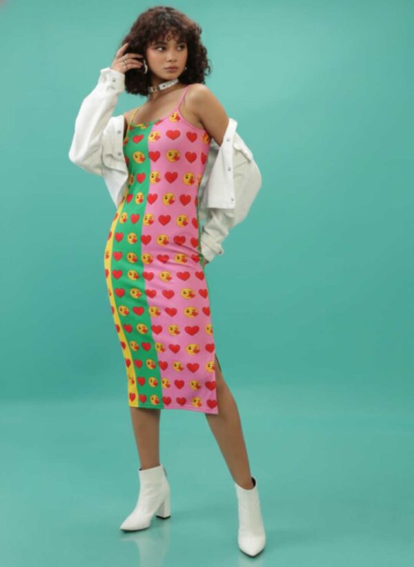 Blue Shoulder Straps Midi Bodycon Dress